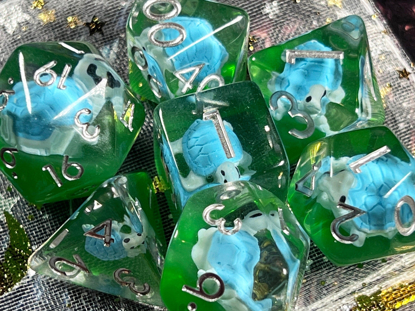 The Crooked Tavern Dice Sets Turtle RPG Dice Set | Cute Little Turtles inside!