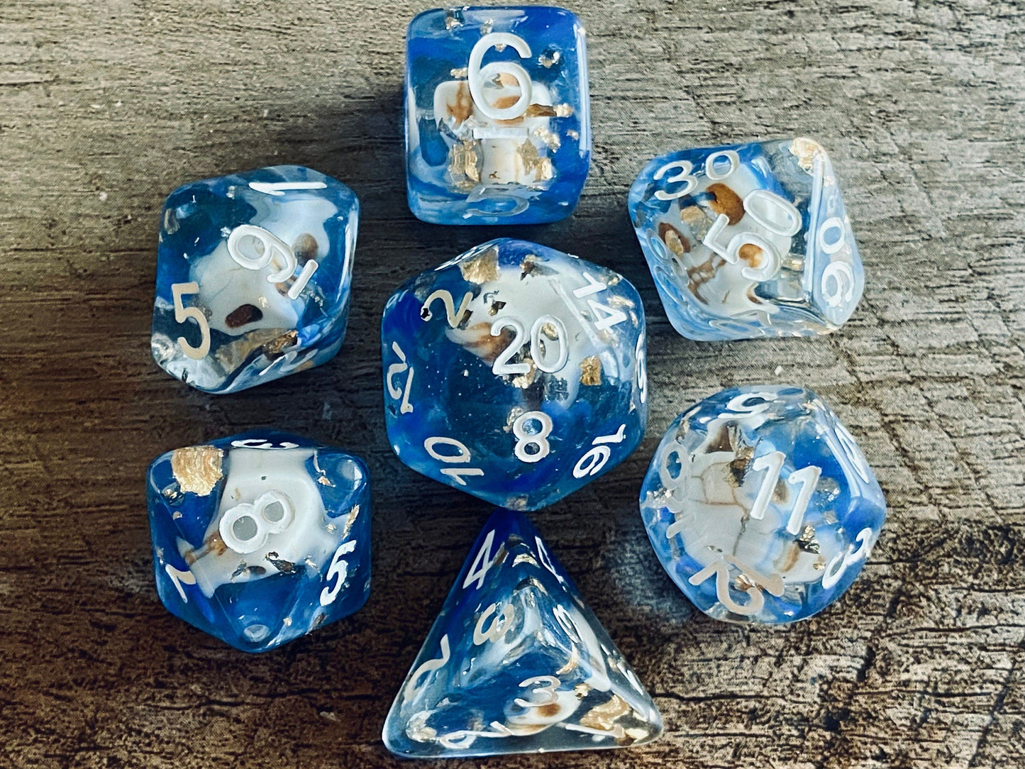 The Crooked Tavern Dice Sets Wizard Skull RPG Dice Set | Skulls and Gold Flakes inside!