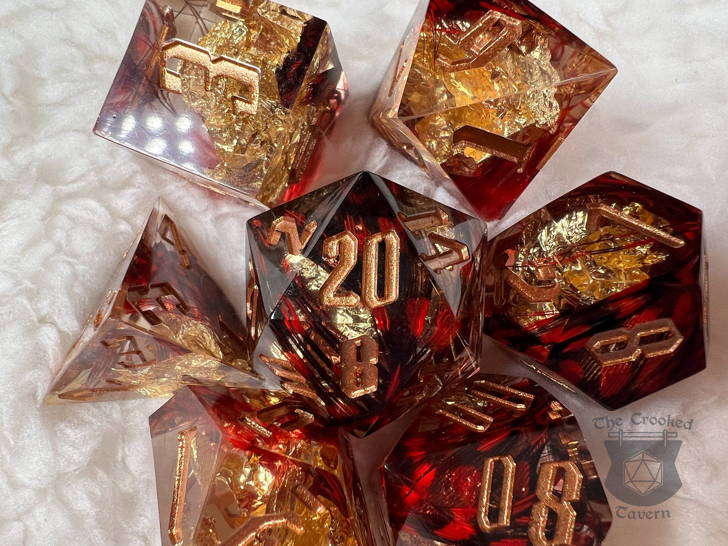 The Crooked Tavern Handmade Dice Sets Crimson Kingdom RPG Dice Set | Handmade Sharp Edge, Square Edge Dice!