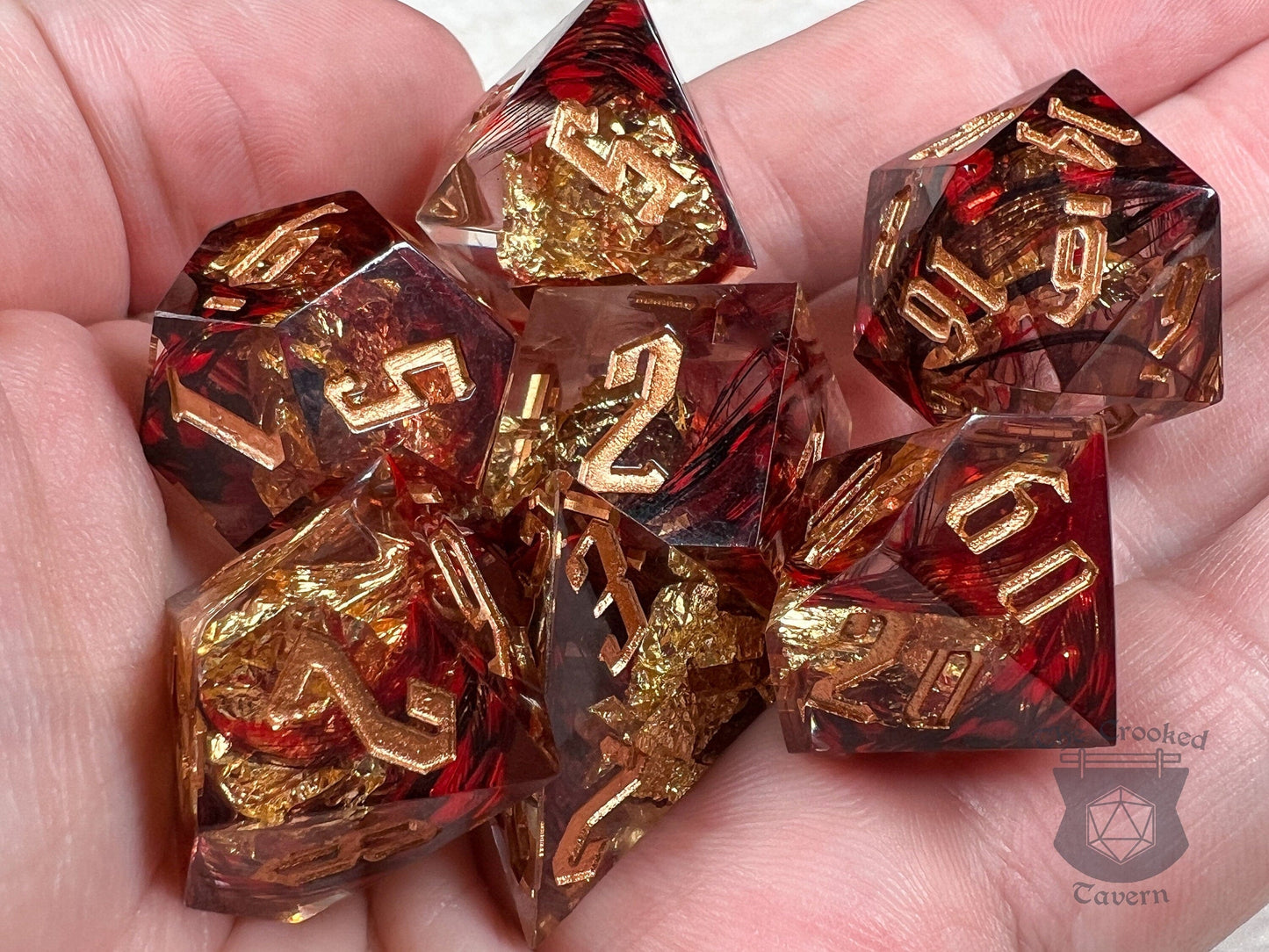 The Crooked Tavern Handmade Dice Sets Crimson Kingdom RPG Dice Set | Handmade Sharp Edge, Square Edge Dice!