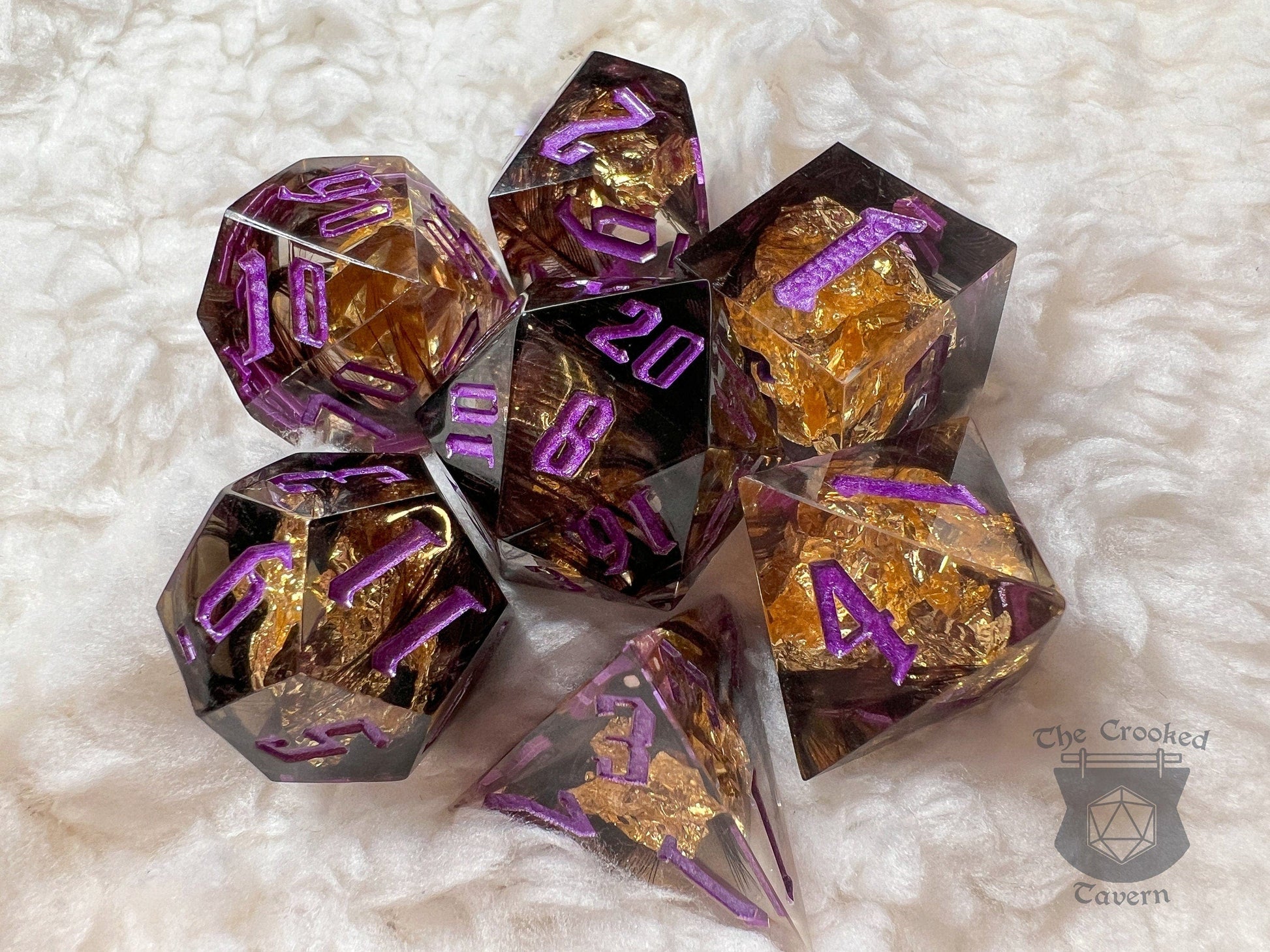 The Crooked Tavern Handmade Dice Sets Shadow Kingdom RPG Dice Set | Handmade Sharp Edge, Square Edge Dice!