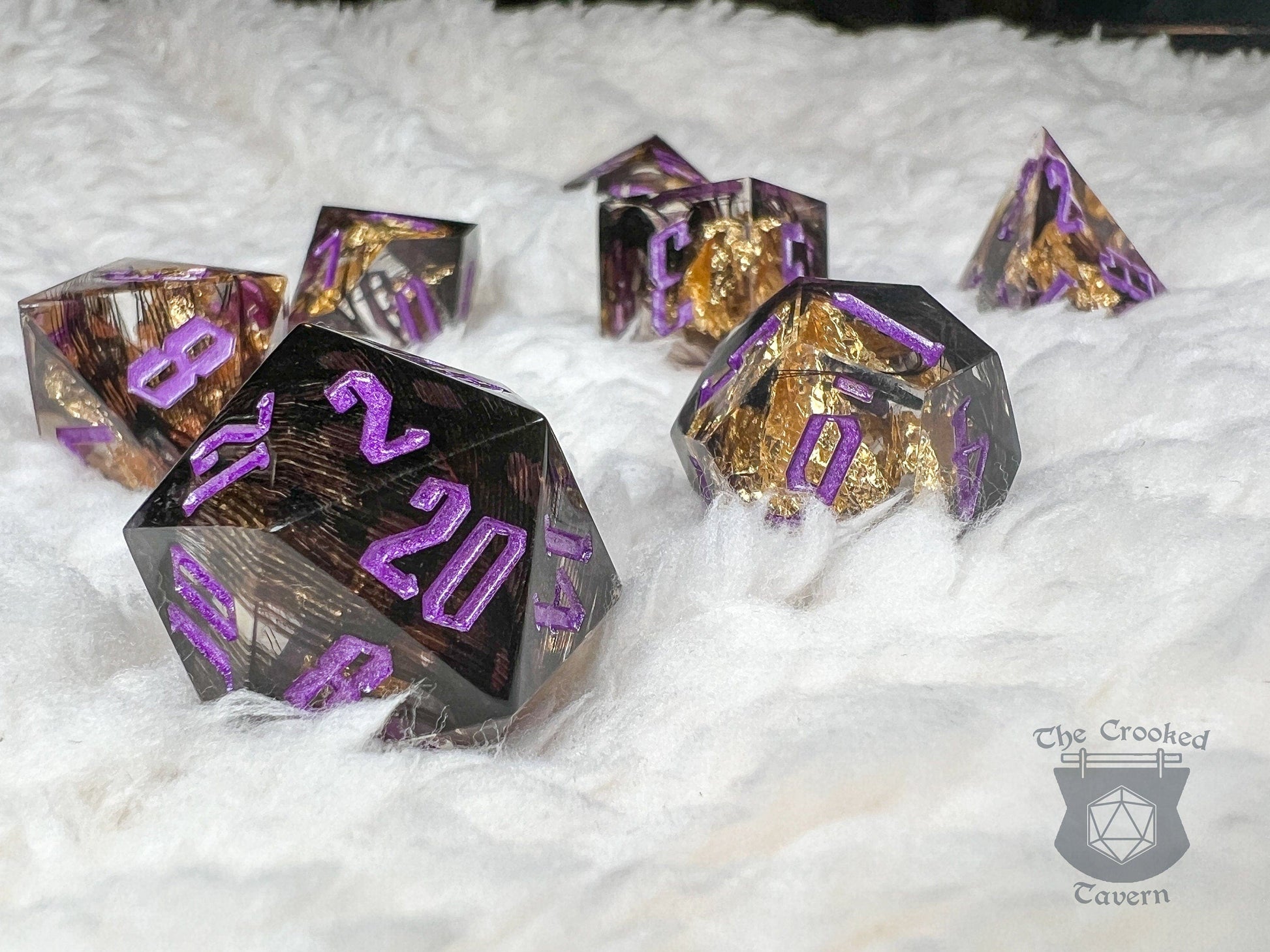 The Crooked Tavern Handmade Dice Sets Shadow Kingdom RPG Dice Set | Handmade Sharp Edge, Square Edge Dice!