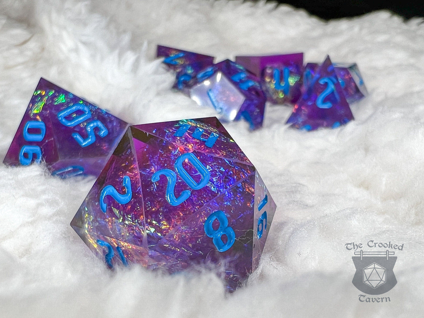 The Crooked Tavern Handmade Dice Sets Shadow Storm RPG Dice Set | Handmade Sharp Edge, Square Edge Dice!