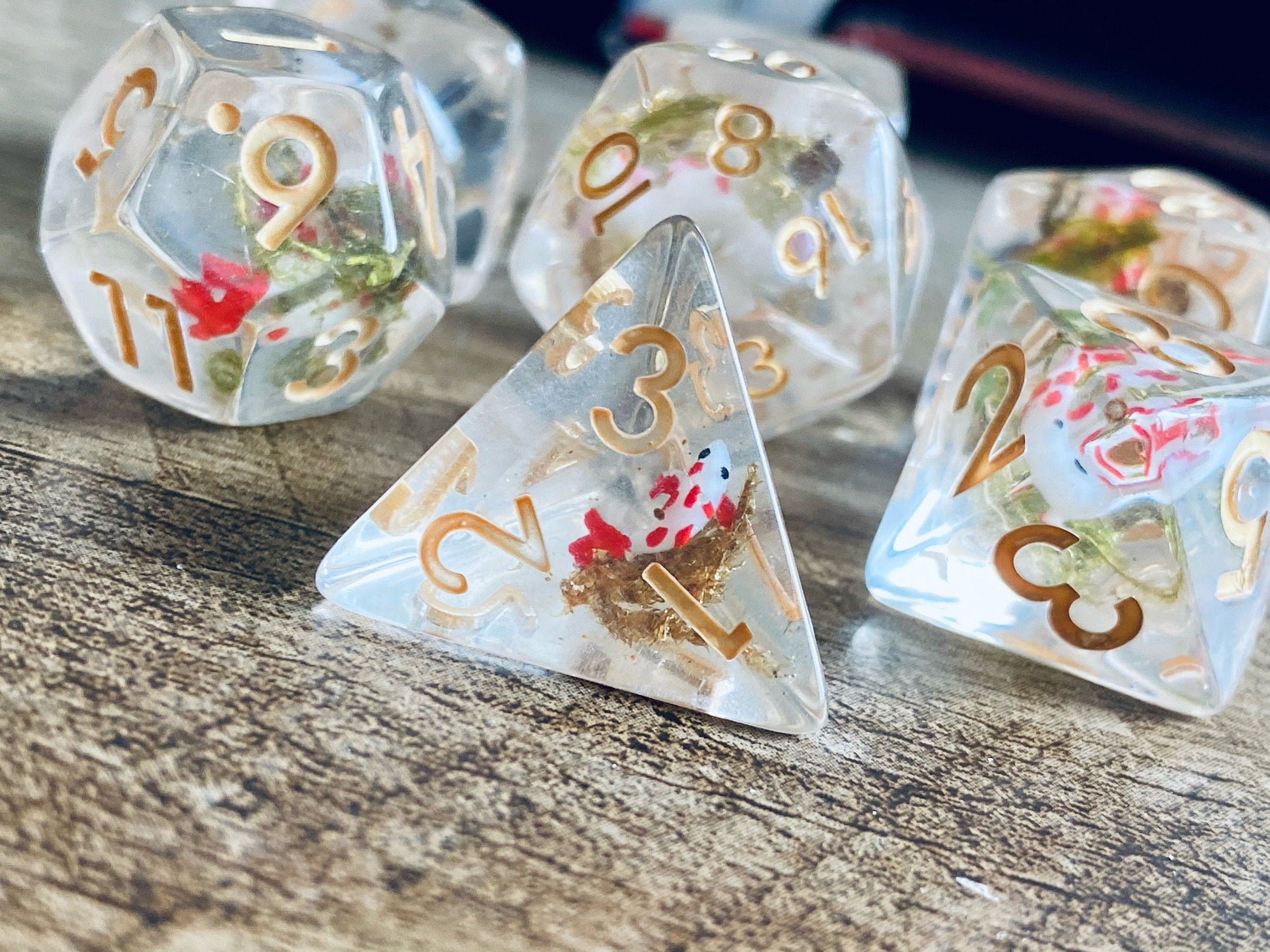 dirty wood dnd koi fish dice box Koi Fish RPG Dice Set