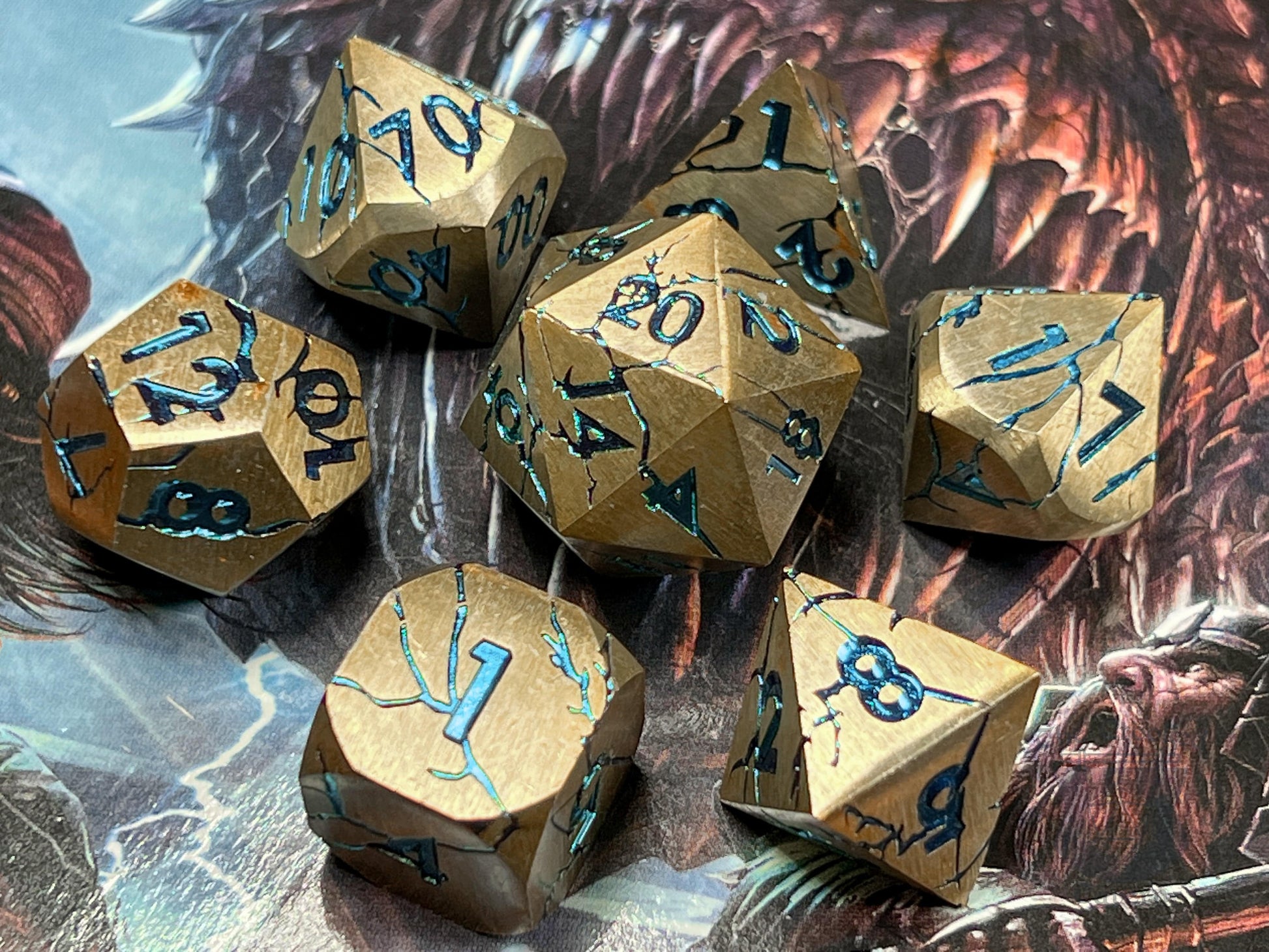 The Crooked Tavern Metal Dice Sets Arcane Fissure RPG Dice Set | Heavy Metal Dice Featuring Arcane Colors
