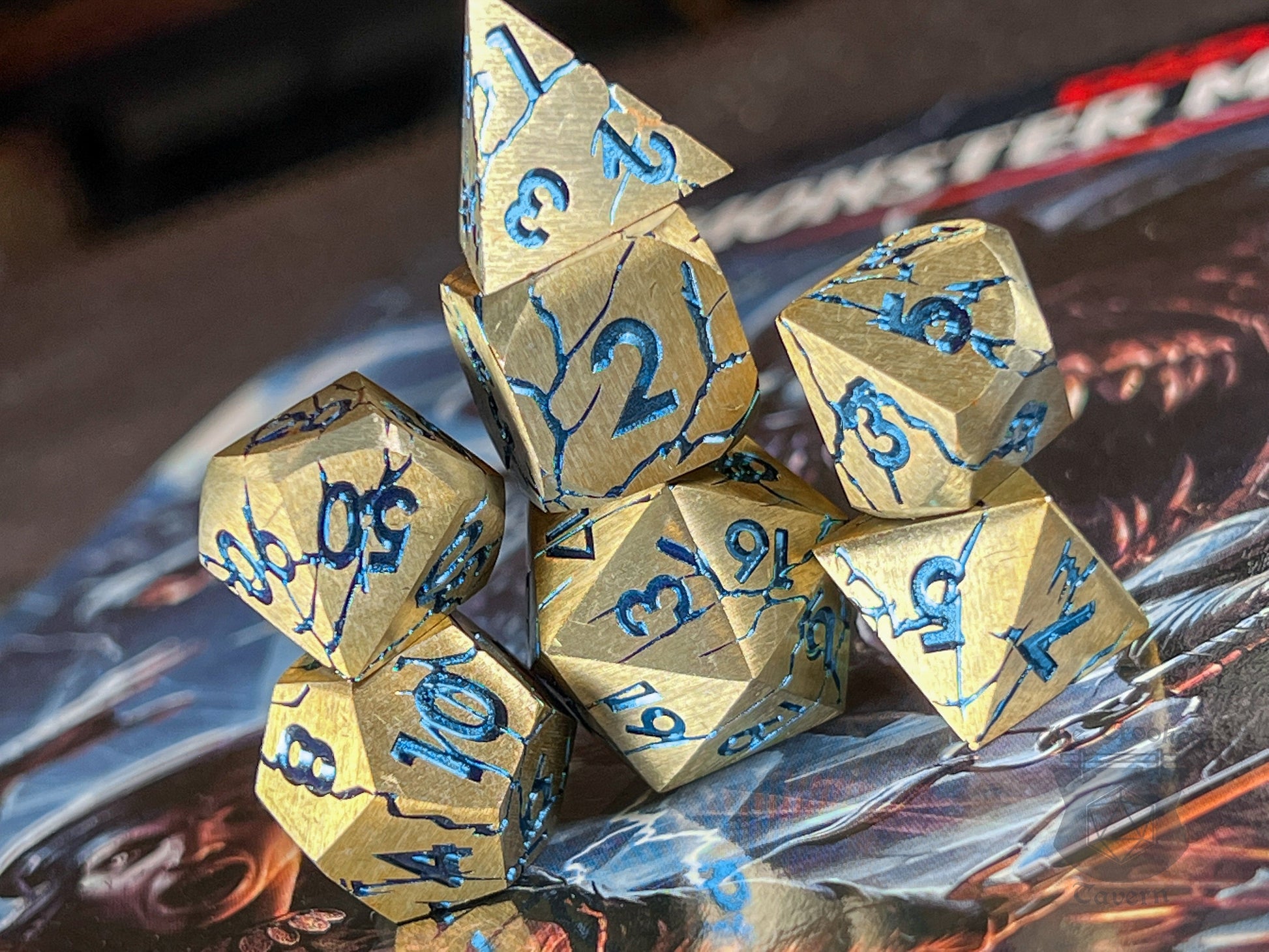 The Crooked Tavern Metal Dice Sets Arcane Fissure RPG Dice Set | Heavy Metal Dice Featuring Arcane Colors
