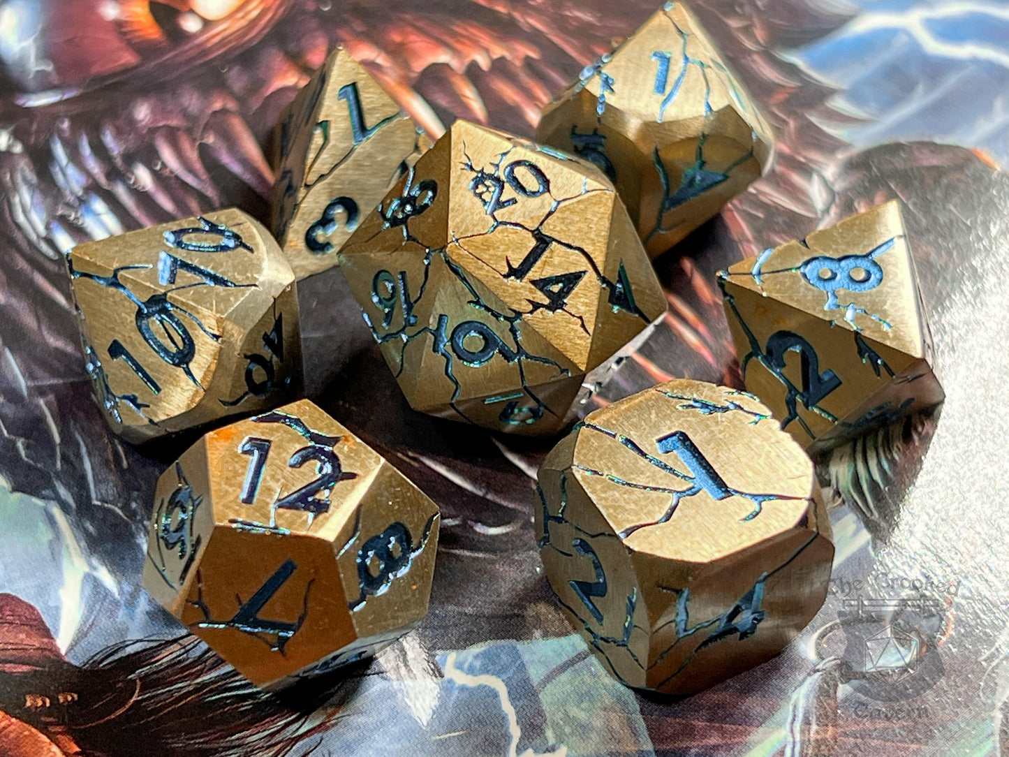 The Crooked Tavern Metal Dice Sets Arcane Fissure RPG Dice Set | Heavy Metal Dice Featuring Arcane Colors