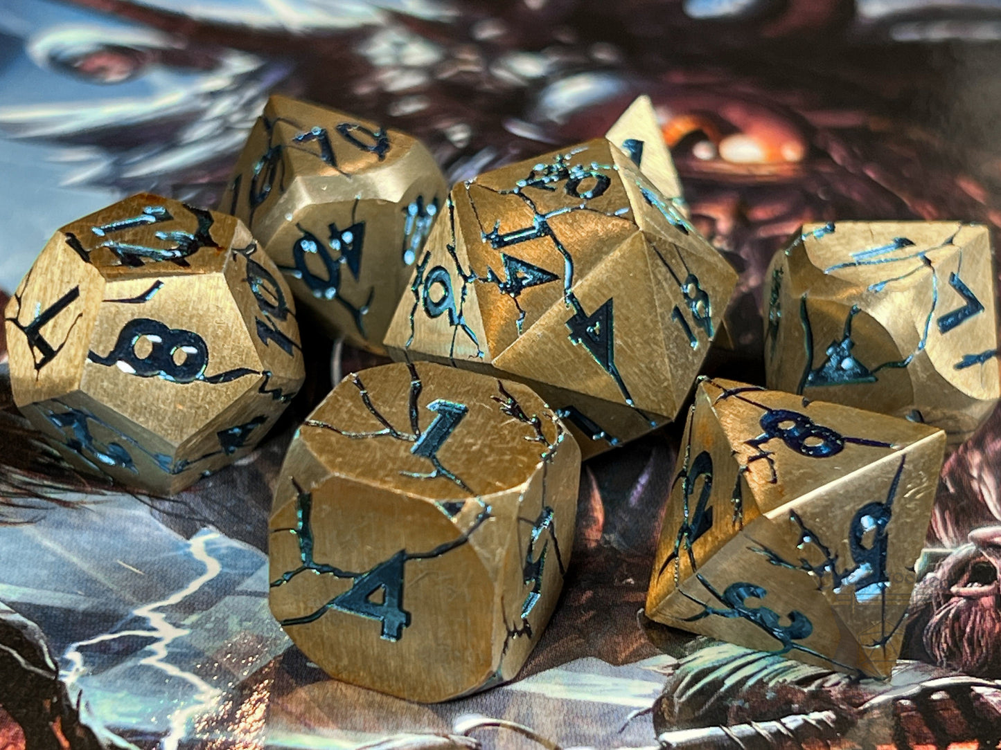 The Crooked Tavern Metal Dice Sets Arcane Fissure RPG Dice Set | Heavy Metal Dice Featuring Arcane Colors