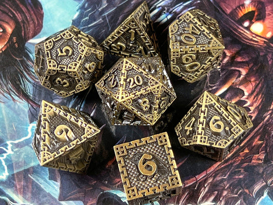 The Crooked Tavern Metal Dice Sets Bronze Vault RPG Dice Set | Heavy Metal Dice Featuring a Vintage Finish