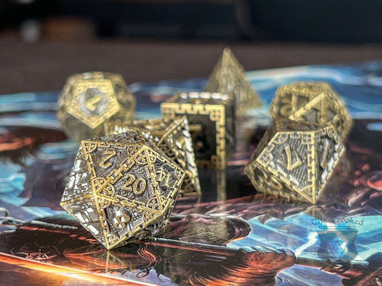 The Crooked Tavern Metal Dice Sets Bronze Vault RPG Dice Set | Heavy Metal Dice Featuring a Vintage Finish