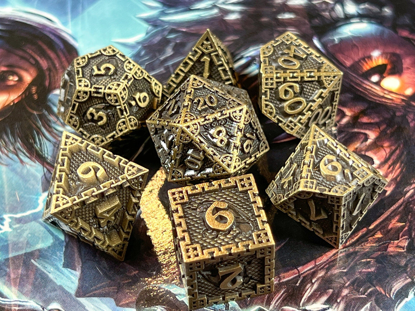 The Crooked Tavern Metal Dice Sets Bronze Vault RPG Dice Set | Heavy Metal Dice Featuring a Vintage Finish