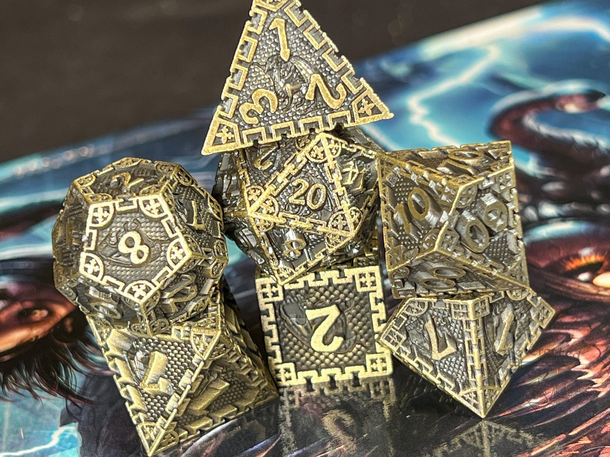 The Crooked Tavern Metal Dice Sets Bronze Vault RPG Dice Set | Heavy Metal Dice Featuring a Vintage Finish