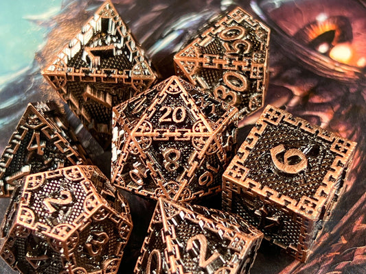 The Crooked Tavern Metal Dice Sets Copper Vault RPG Dice Set | Heavy Metal Dice Featuring a Vintage Finish