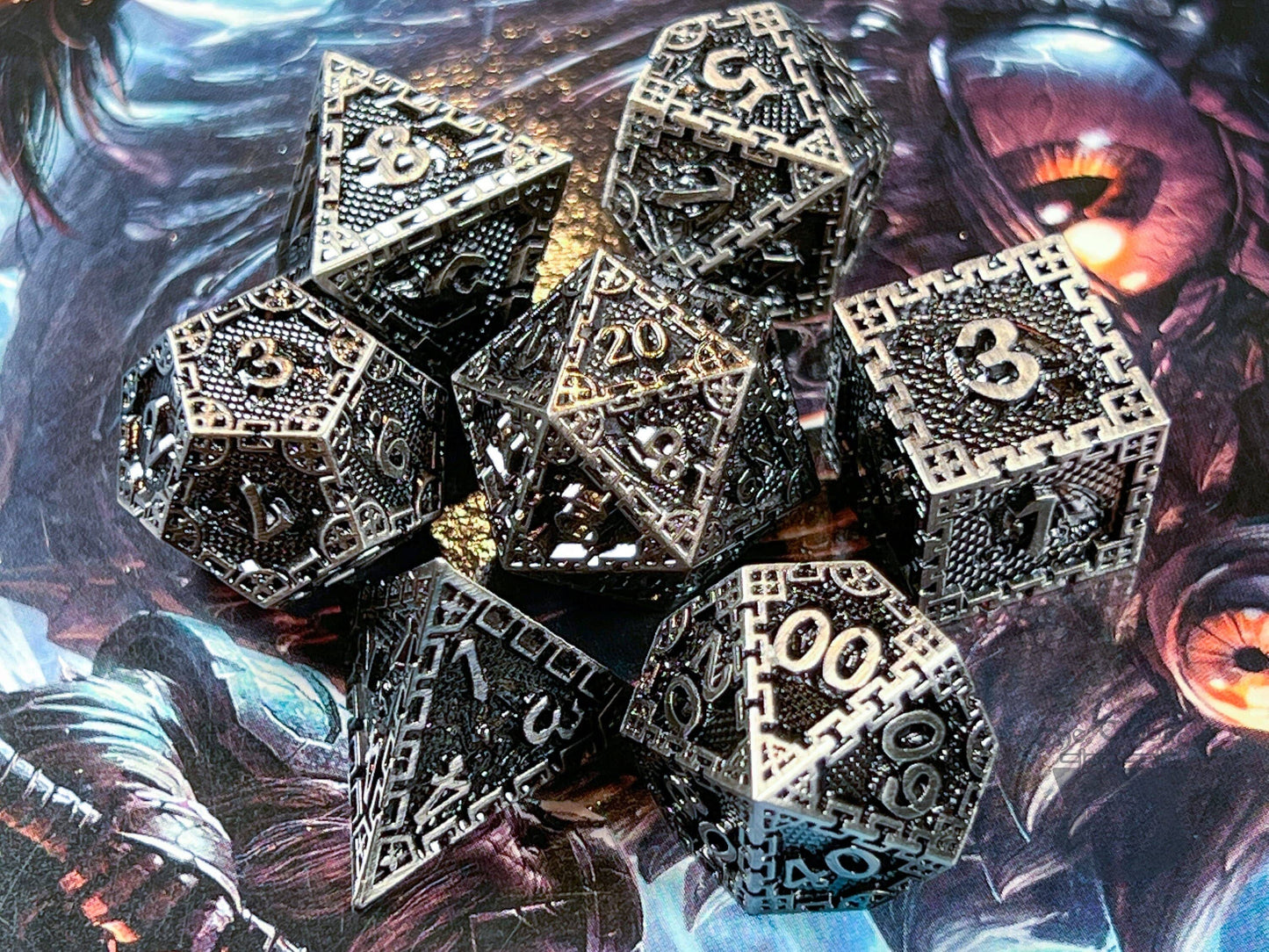 The Crooked Tavern Metal Dice Sets Silver Vault RPG Dice Set | Heavy Metal Dice Featuring a Vintage Finish