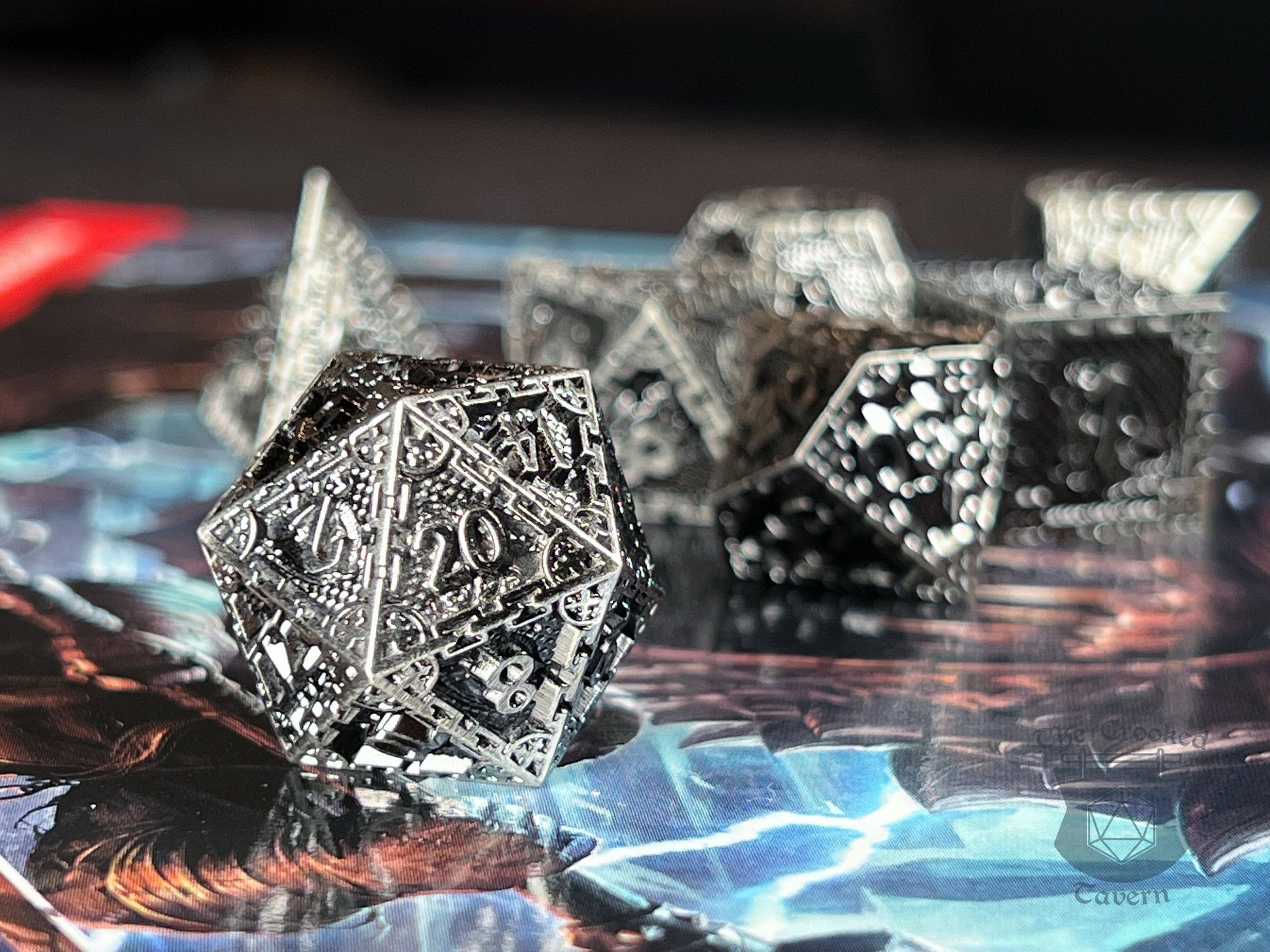 The Crooked Tavern Metal Dice Sets Silver Vault RPG Dice Set | Heavy Metal Dice Featuring a Vintage Finish