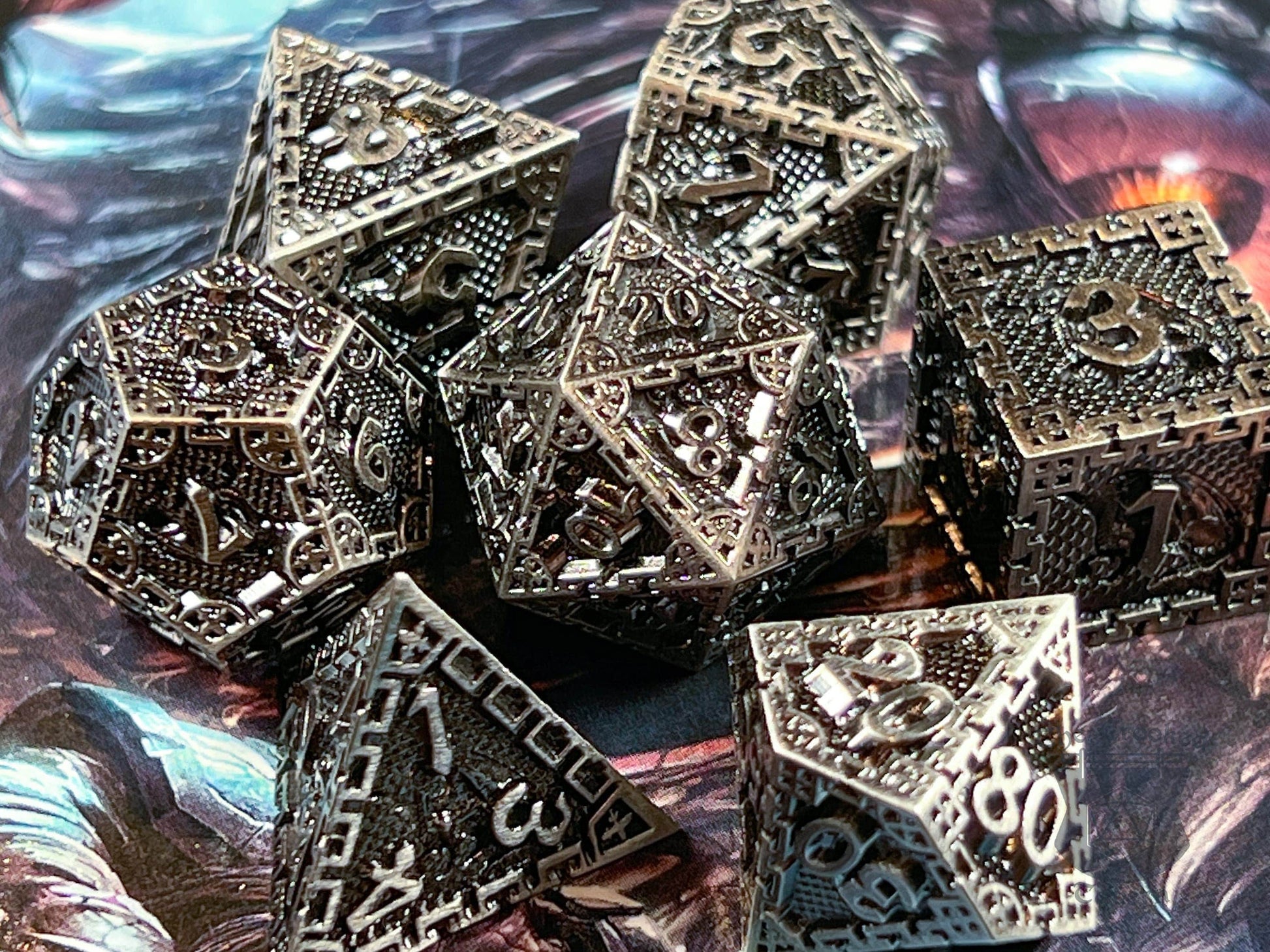 The Crooked Tavern Metal Dice Sets Silver Vault RPG Dice Set | Heavy Metal Dice Featuring a Vintage Finish