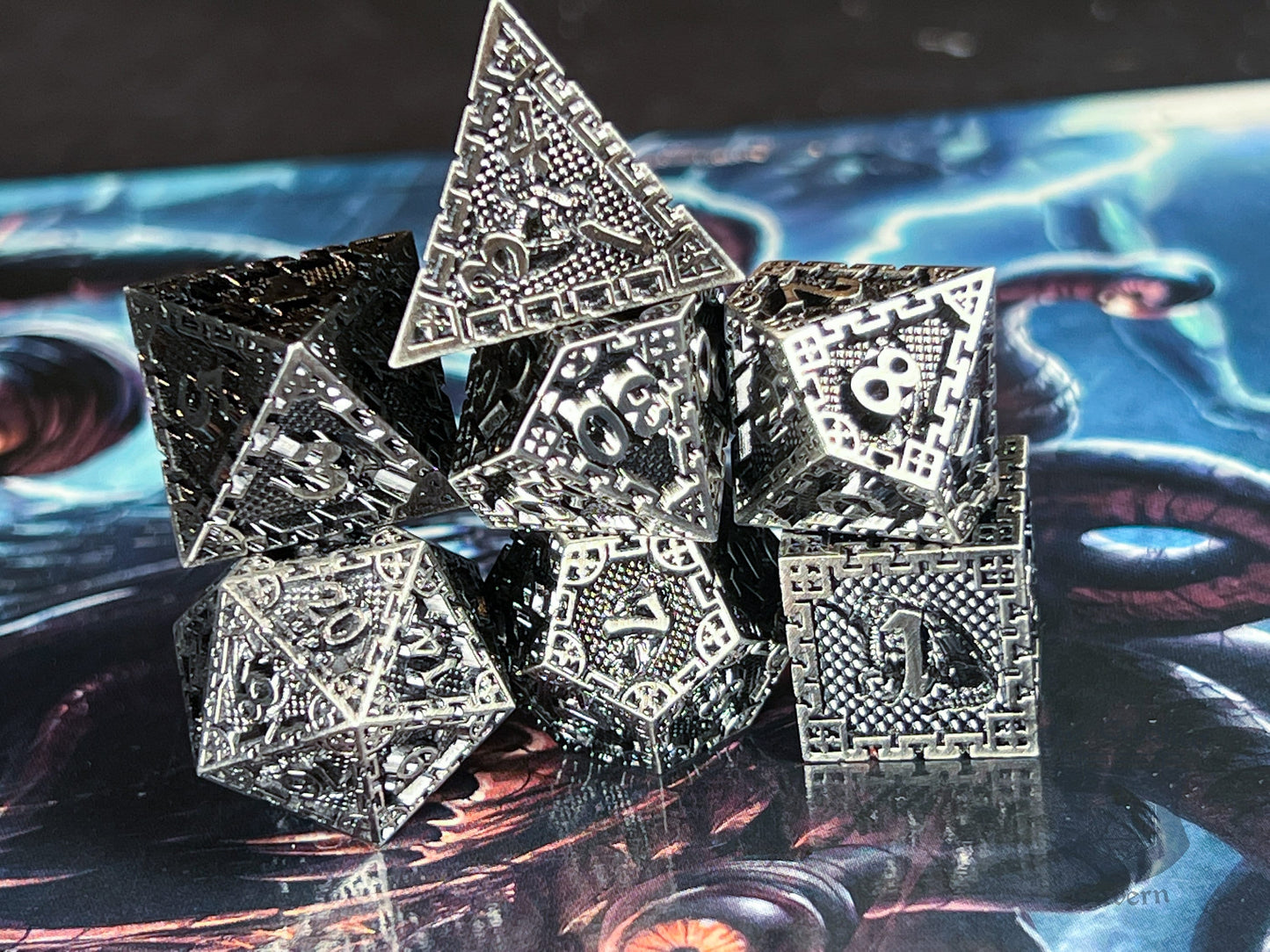 The Crooked Tavern Metal Dice Sets Silver Vault RPG Dice Set | Heavy Metal Dice Featuring a Vintage Finish
