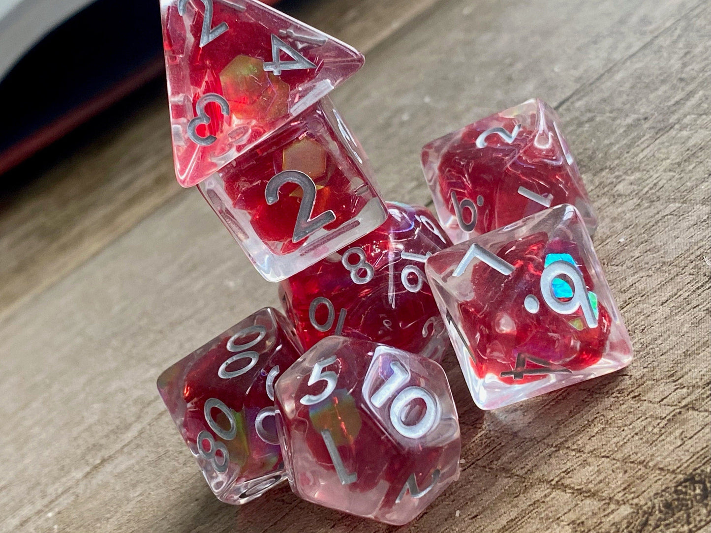 The Crooked Tavern Red Dragon Scales RPG Dice Set | Shimmering Scales Inside!