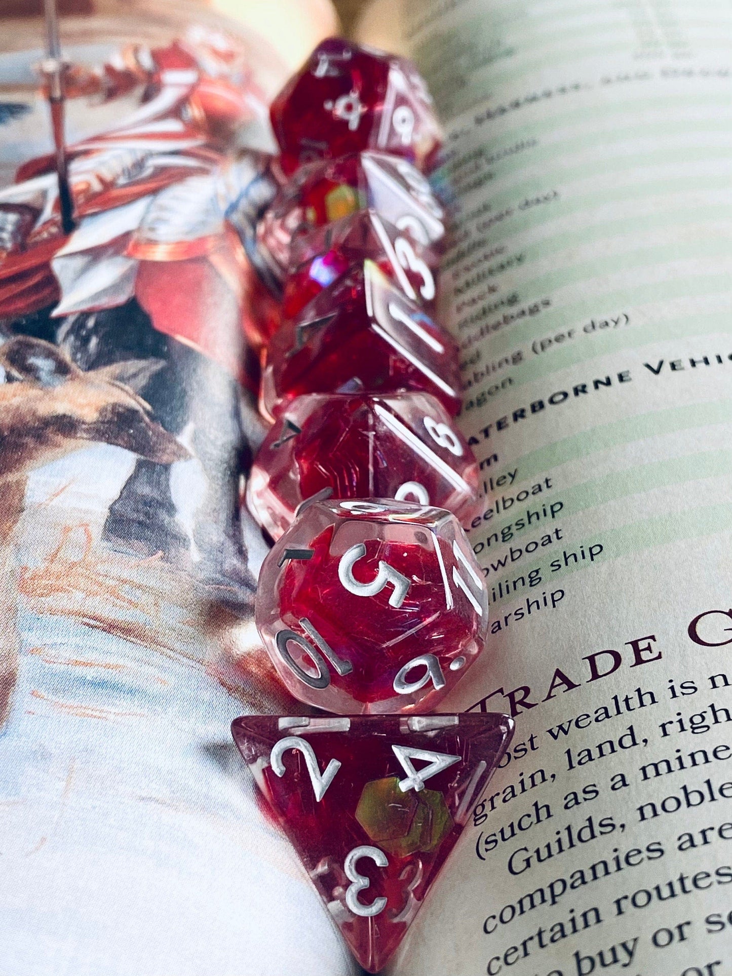 The Crooked Tavern Red Dragon Scales RPG Dice Set | Shimmering Scales Inside!