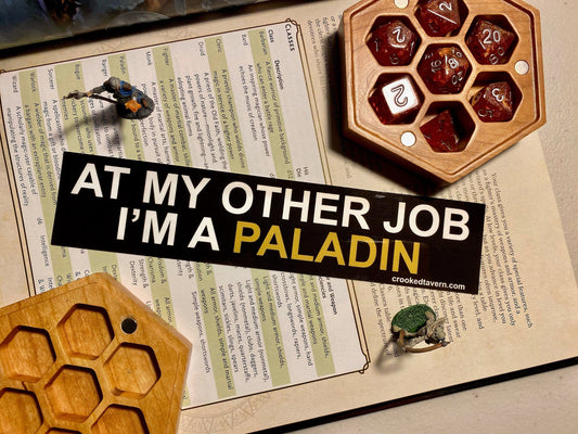 The Crooked Tavern Vinyl Stickers Paladin DnD Sticker | At My Other Job I'm a Paladin | Dungeons and Dragons Vinyl Stickers